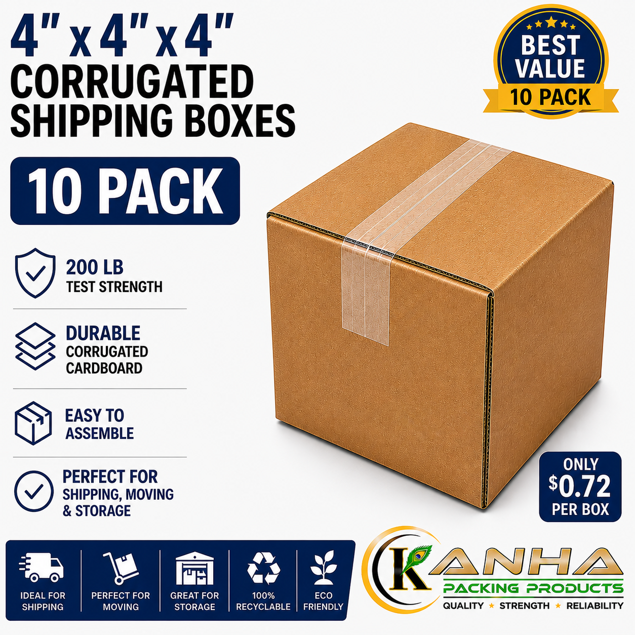 Corrugated Shipping Boxes 4"x4"x4"
