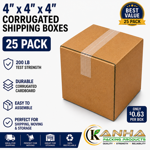 Corrugated Shipping Boxes 4"x4"x4"