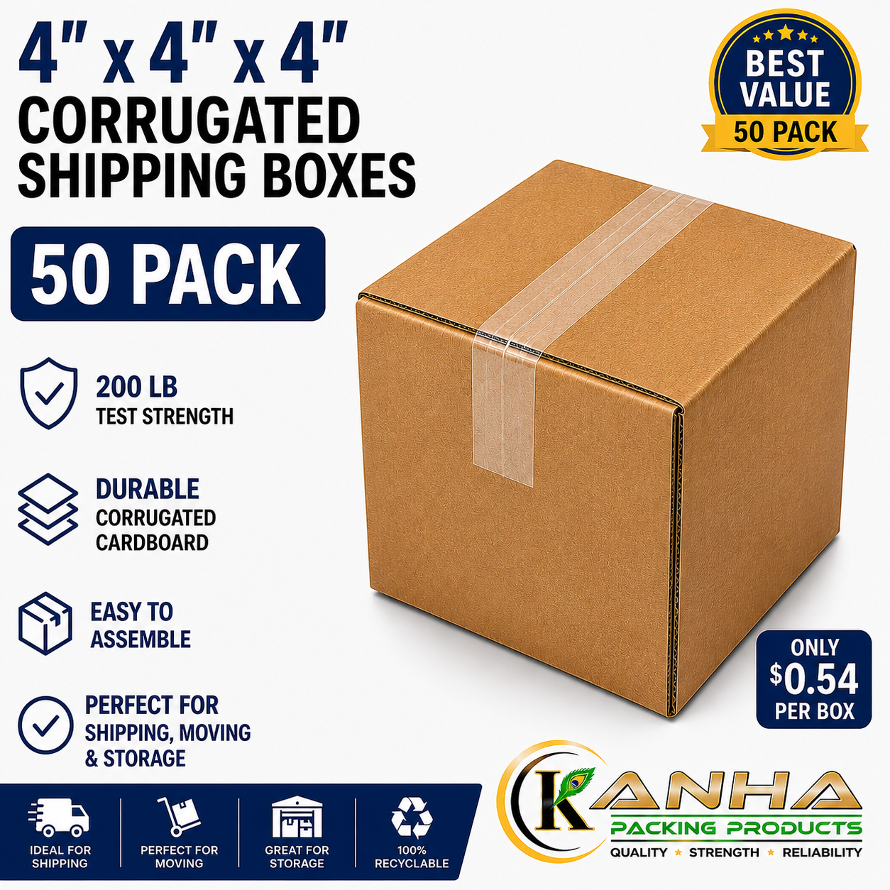Corrugated Shipping Boxes 4"x4"x4"